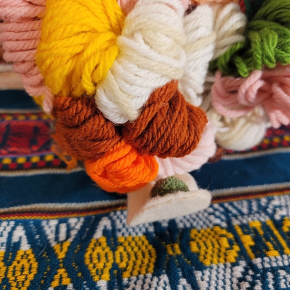 VINTAGE 60s 70s Large Hand Made Crochet Yarn Hanging Trapeze Circus Clown - Picture 5 of 7